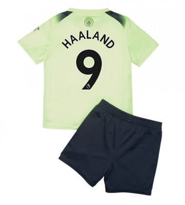Manchester City Erling Haaland #9 Tredjedraktsett Barn 2022-23 Kortermet (+ Korte bukser)